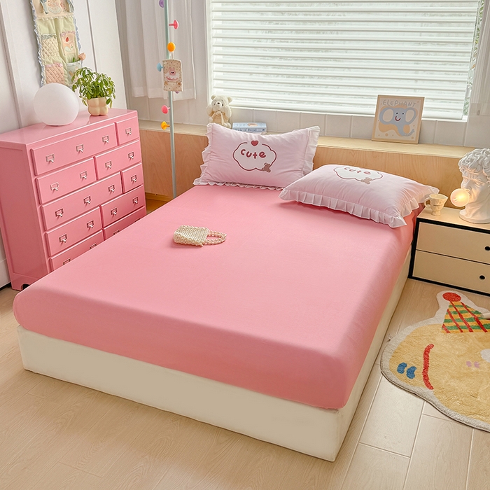 91家纺网 家纺一手货源 找家纺 （总）玉元坊 2025新款卡通纯色全棉纯棉床笠床裙学生床单三四件套基础白花边款