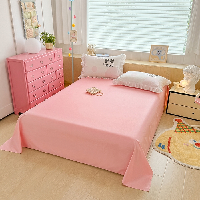 91家纺网 家纺一手货源 找家纺 玉元坊 2025新款卡通纯色全棉纯棉床笠床裙学生床单三四件套基础白花边款 【白花边款式】小萌兔