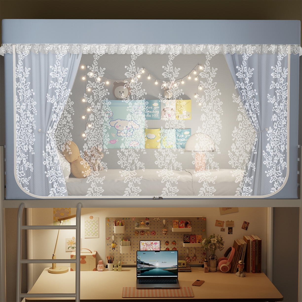 91家纺网 家纺一手货源 找家纺 （总）都市缘蚊帐 2025新款公主风蚊帐学生宿舍一体式床帘全罩式强遮光布上下铺80 90cm