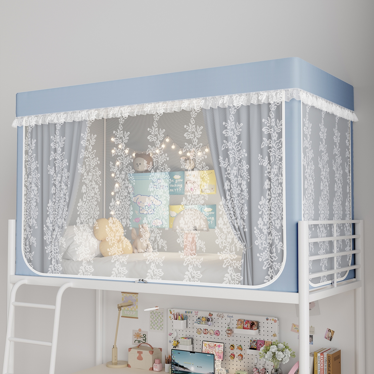 91家纺网 家纺一手货源 找家纺 （总）都市缘蚊帐 2025新款公主风蚊帐学生宿舍一体式床帘全罩式强遮光布上下铺80 90cm