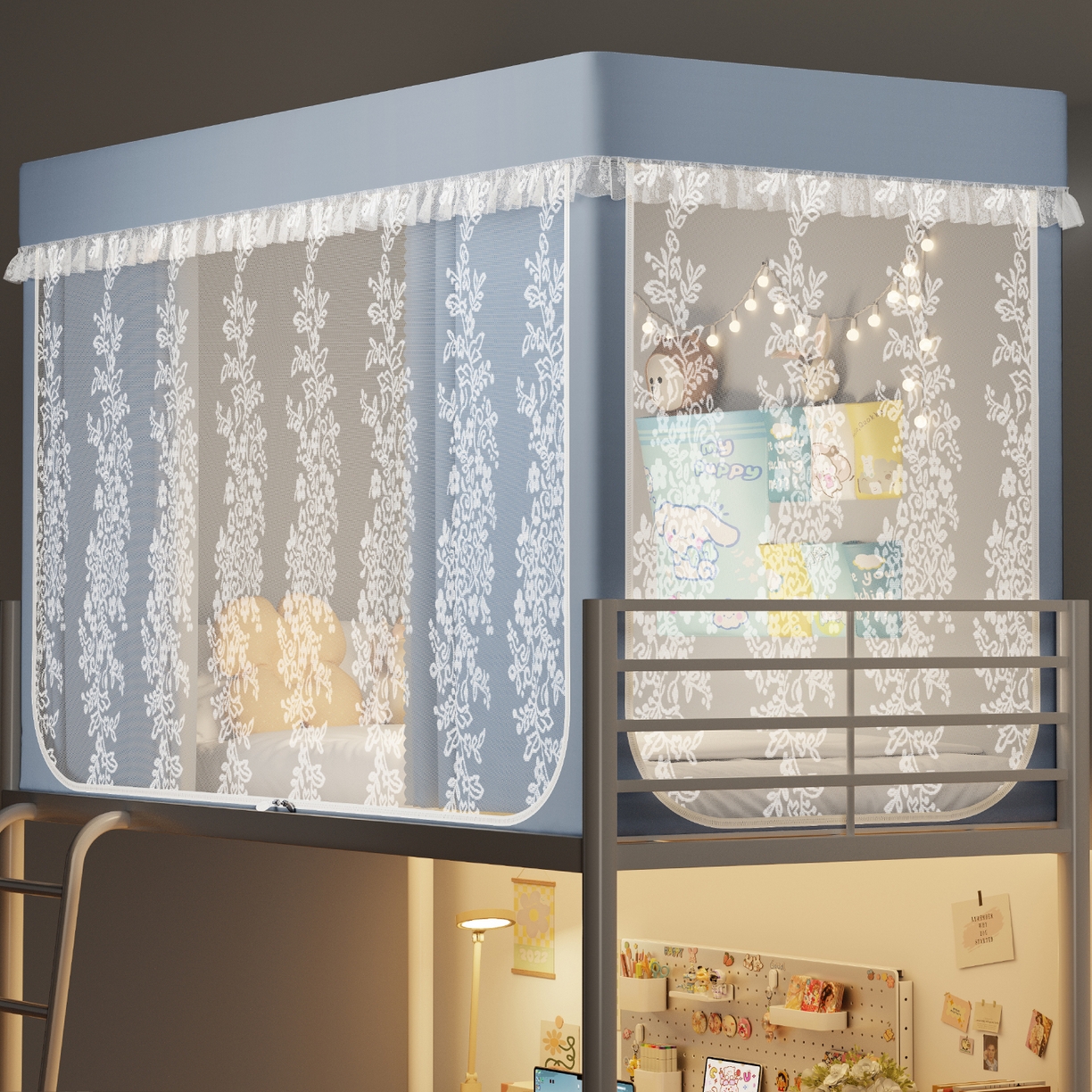 91家纺网 家纺一手货源 找家纺 （总）都市缘蚊帐 2025新款公主风蚊帐学生宿舍一体式床帘全罩式强遮光布上下铺80 90cm