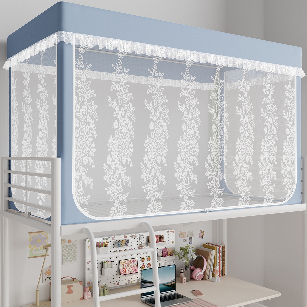 91家纺网 家纺一手货源 找家纺 （总）都市缘蚊帐 2025新款公主风蚊帐学生宿舍一体式床帘全罩式强遮光布上下铺80 90cm