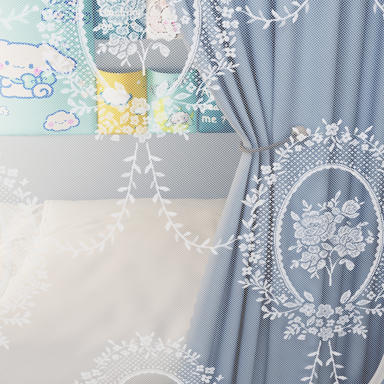 91家纺网 家纺一手货源 找家纺 都市缘蚊帐 2025新款公主风蚊帐学生宿舍一体式床帘全罩式强遮光布上下铺80 90cm 606-baby蓝-薇尔