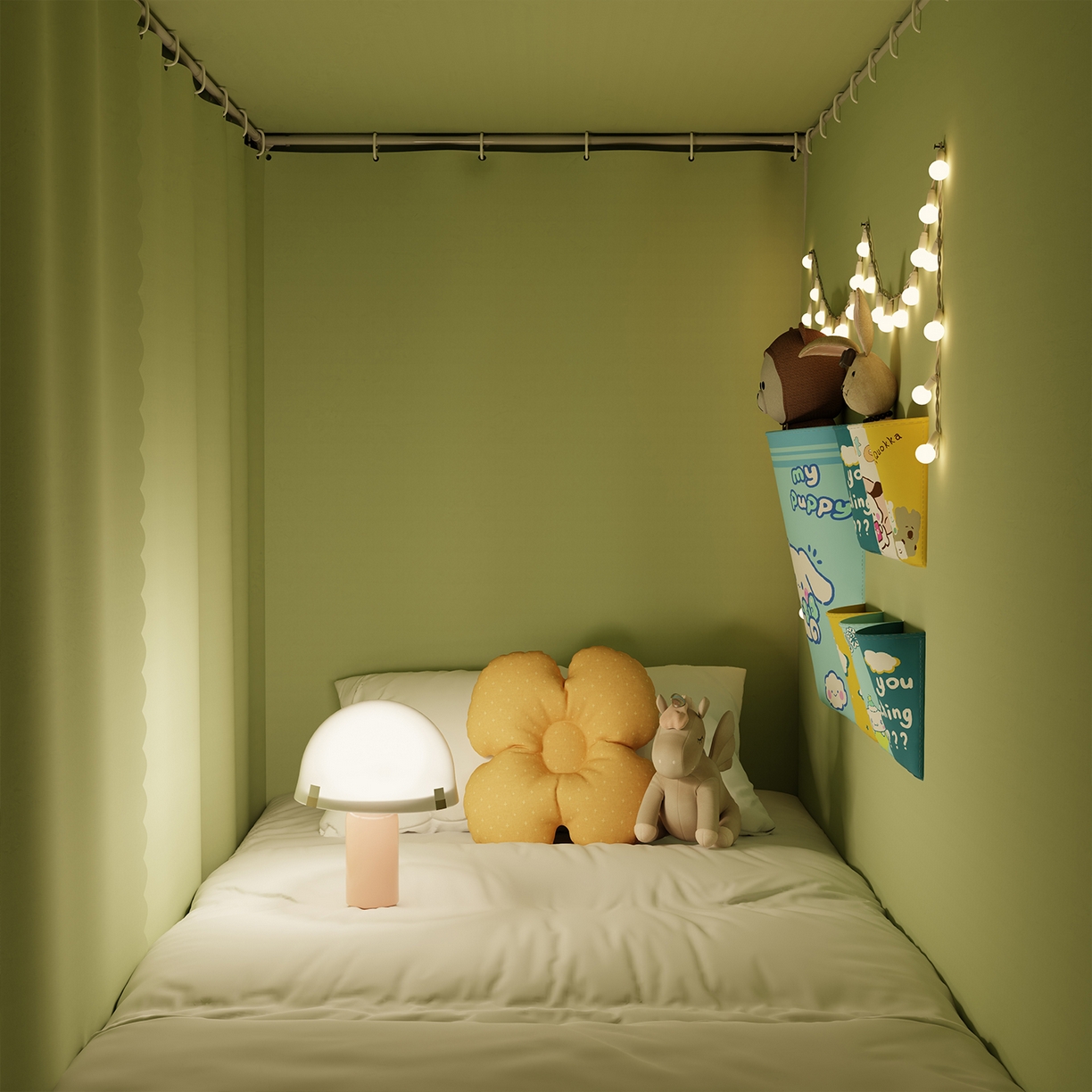 91家纺网 家纺一手货源 找家纺 都市缘蚊帐 2025新款公主风蚊帐学生宿舍一体式床帘全罩式强遮光布上下铺80 90cm 606-抹茶绿-薇尔