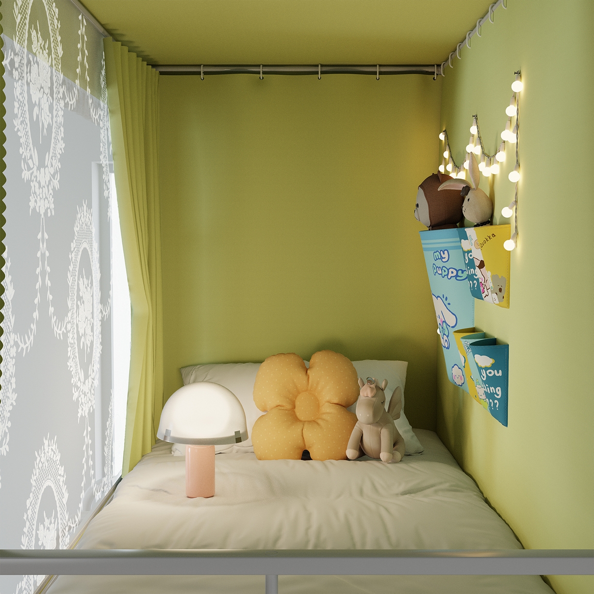 91家纺网 家纺一手货源 找家纺 都市缘蚊帐 2025新款公主风蚊帐学生宿舍一体式床帘全罩式强遮光布上下铺80 90cm 606-抹茶绿-薇尔