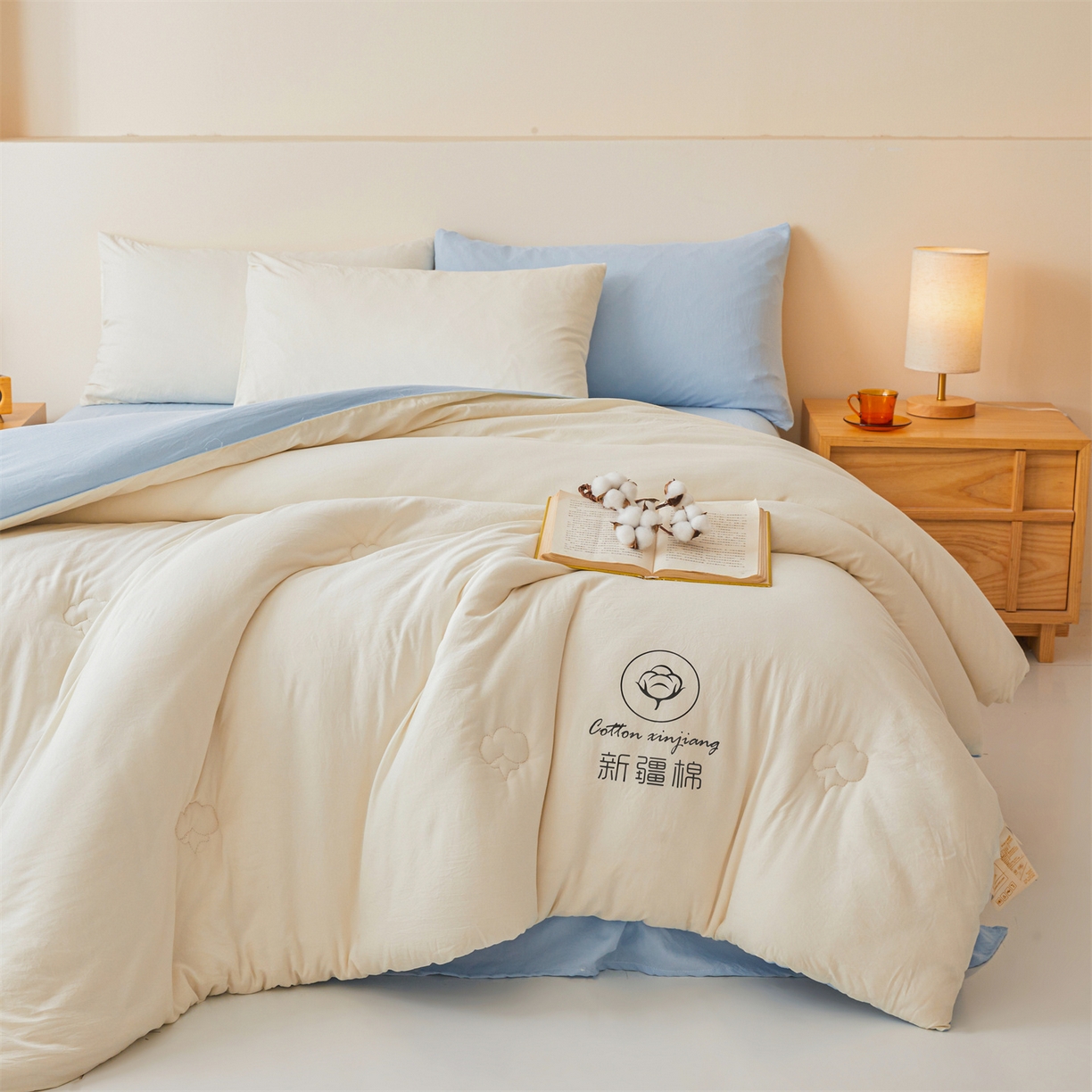 91家纺网 家纺一手货源 找家纺 （总）晓时候 2025新款纯色无印风新疆棉花被冬被春秋被夏被四季被子被芯-常年有货（含买家秀）