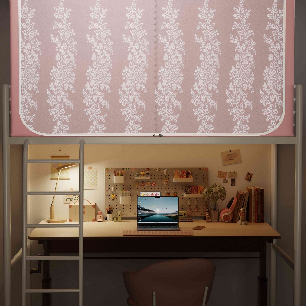 91家纺网 家纺一手货源 找家纺 都市缘蚊帐 2025新款公主风蚊帐学生宿舍一体式床帘全罩式强遮光布上下铺80 90cm 606-桃粉-玫瑰