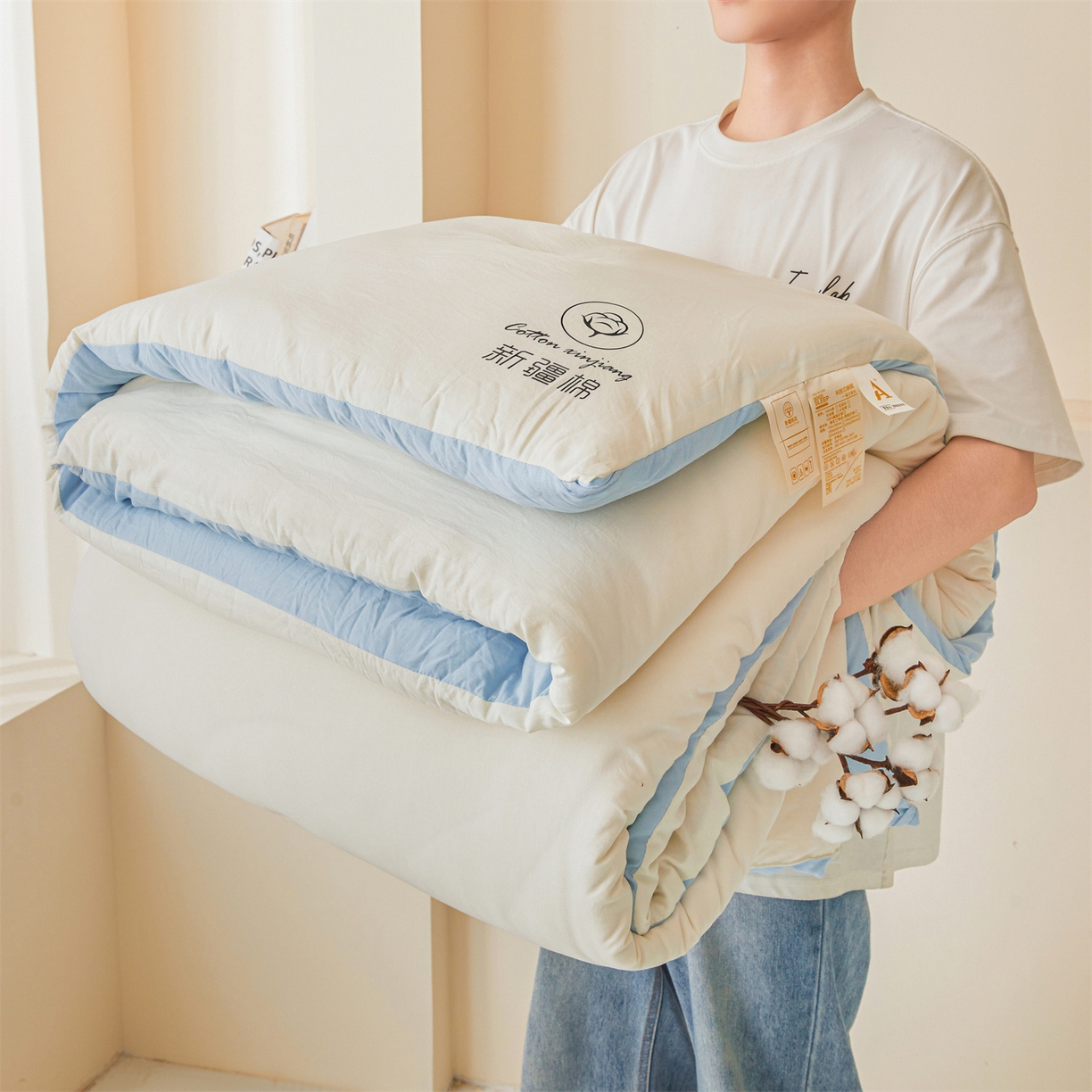 91家纺网 家纺一手货源 找家纺 （总）晓时候 2025新款纯色无印风新疆棉花被冬被春秋被夏被四季被子被芯-常年有货（含买家秀）