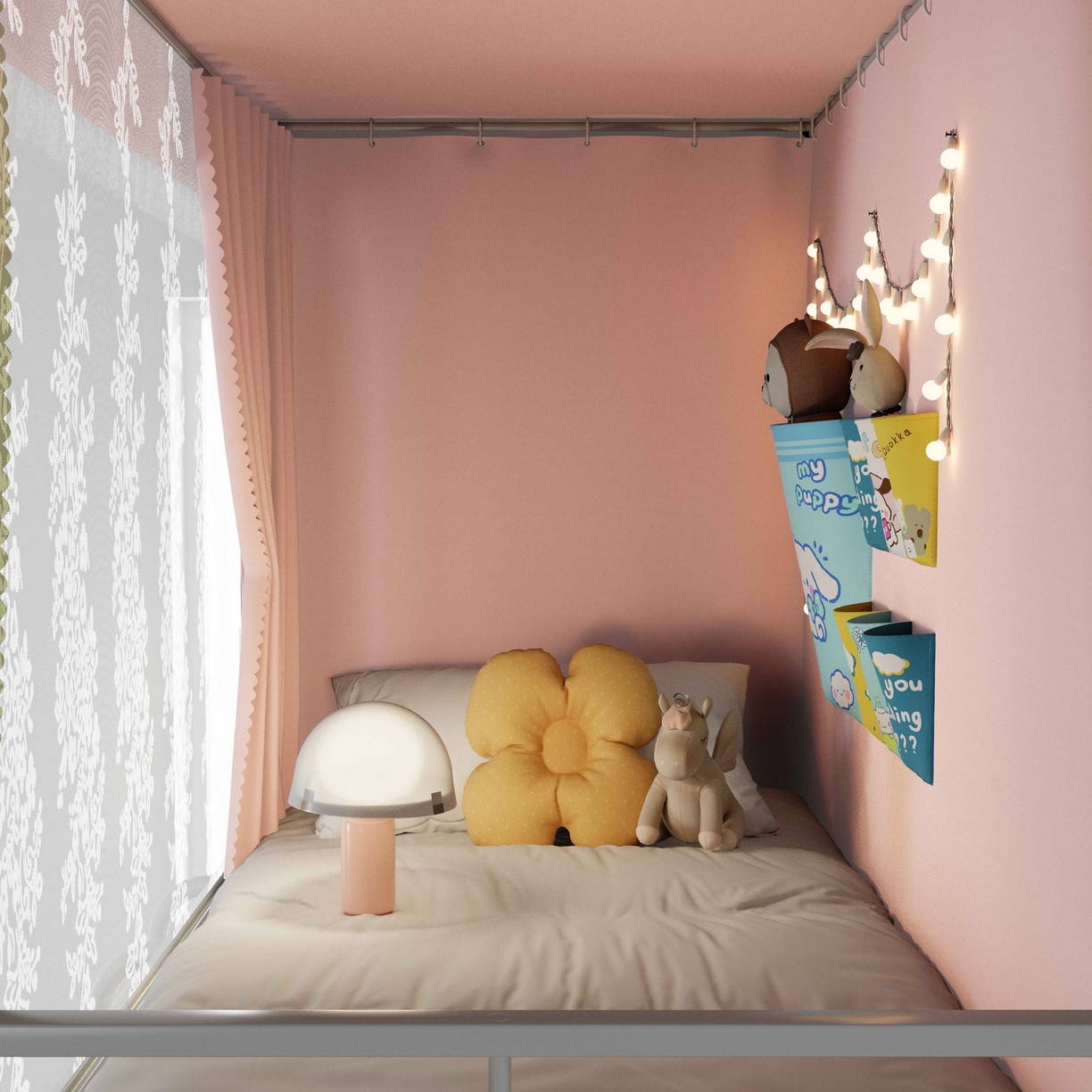 91家纺网 家纺一手货源 找家纺 都市缘蚊帐 2025新款公主风蚊帐学生宿舍一体式床帘全罩式强遮光布上下铺80 90cm 606-桃粉-玫瑰