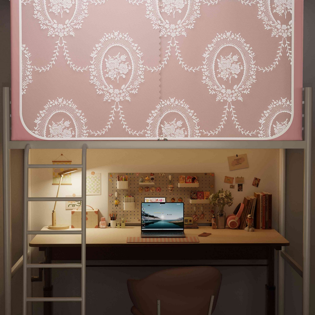 91家纺网 家纺一手货源 找家纺 都市缘蚊帐 2025新款公主风蚊帐学生宿舍一体式床帘全罩式强遮光布上下铺80 90cm 606-桃粉-薇尔