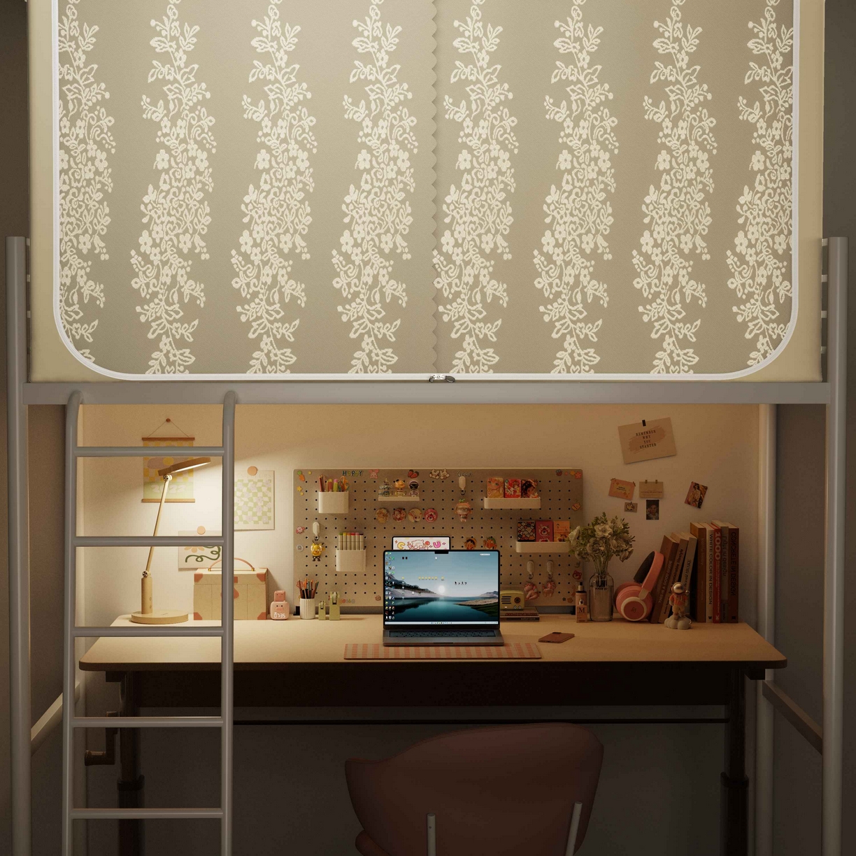 91家纺网 家纺一手货源 找家纺 都市缘蚊帐 2025新款公主风蚊帐学生宿舍一体式床帘全罩式强遮光布上下铺80 90cm 606-香槟-玫瑰