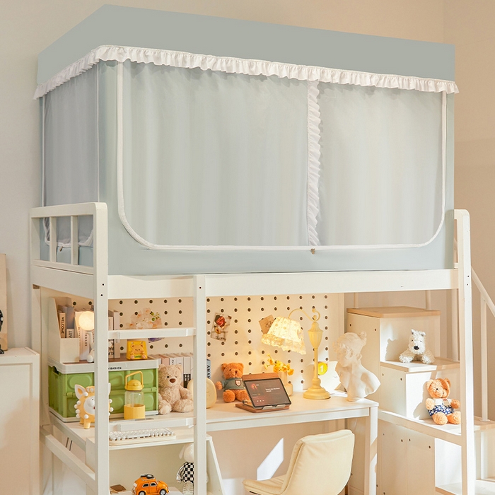 91家纺网 家纺一手货源 找家纺 （总）安金蚊帐 2025新款防蚊遮光一体99%强遮光宿舍上下铺遮光学生蚊帐纯色花边