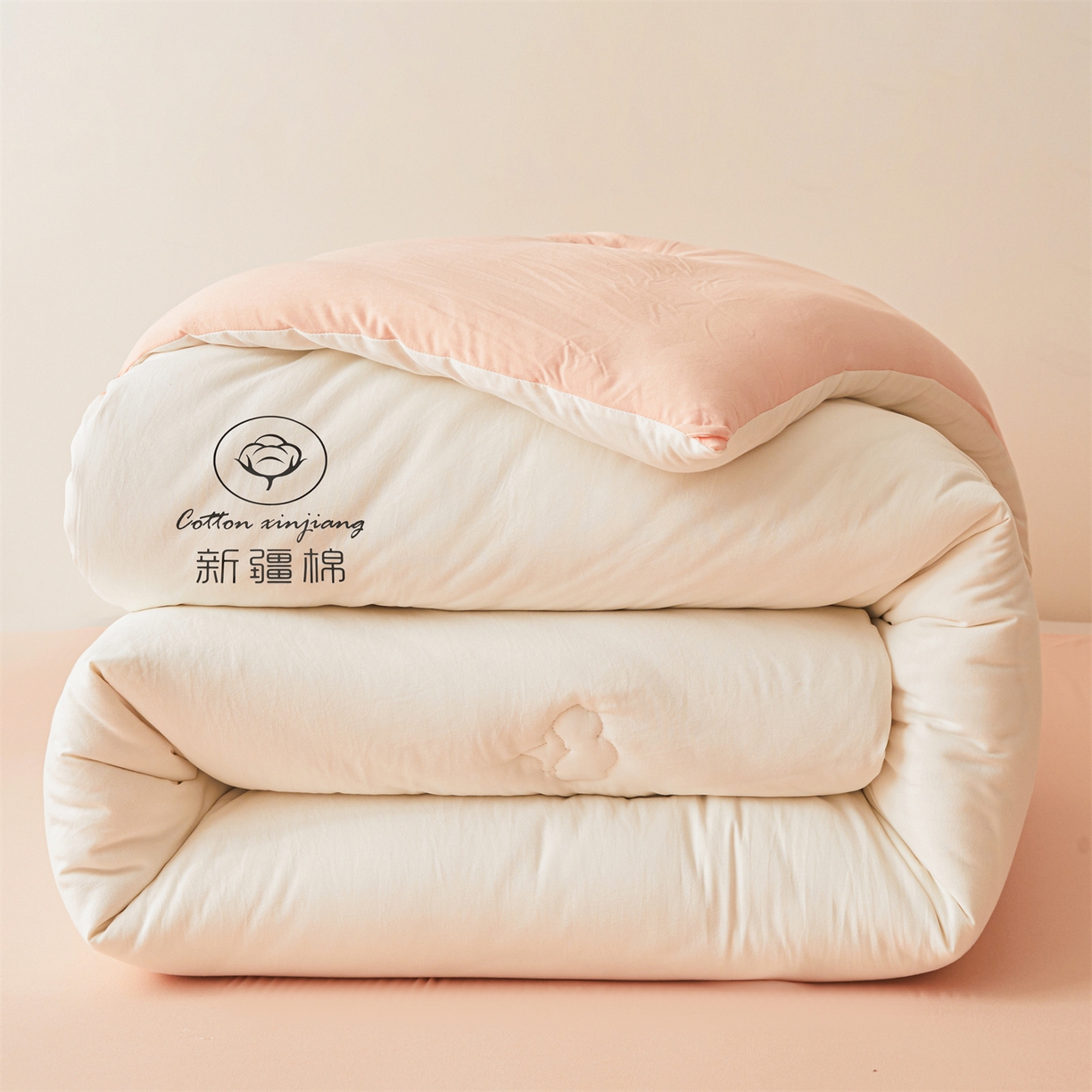 91家纺网 家纺一手货源 找家纺 晓时候 2025新款纯色无印风新疆棉花被冬被春秋被夏被四季被子被芯-常年有货（含买家秀） 白粉