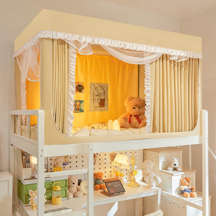 91家纺网 家纺一手货源 找家纺 （总）安金蚊帐 2025新款防蚊遮光一体99%强遮光宿舍上下铺遮光学生蚊帐纯色花边