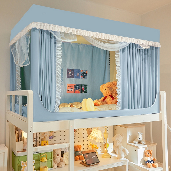 91家纺网 家纺一手货源 找家纺 （总）安金蚊帐 2025新款防蚊遮光一体99%强遮光宿舍上下铺遮光学生蚊帐纯色花边