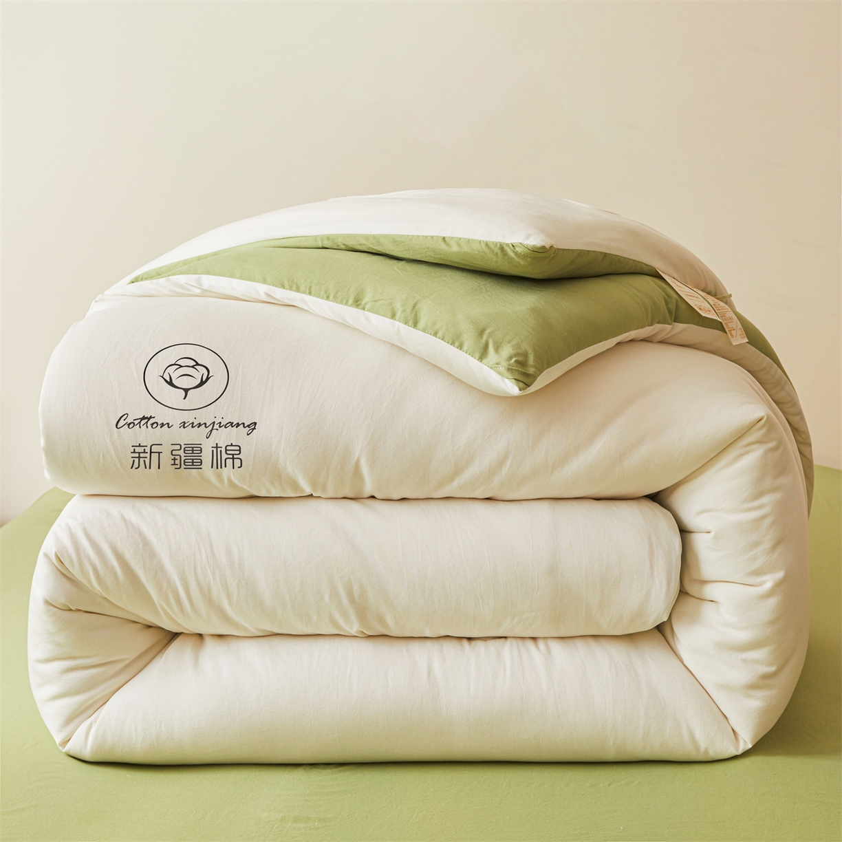 91家纺网 家纺一手货源 找家纺 晓时候 2025新款纯色无印风新疆棉花被冬被春秋被夏被四季被子被芯-常年有货（含买家秀） 白果绿