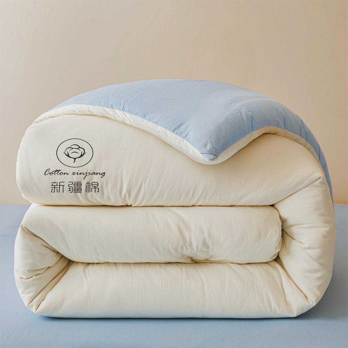 91家纺网 家纺一手货源 找家纺 晓时候 2025新款纯色无印风新疆棉花被冬被春秋被夏被四季被子被芯-常年有货（含买家秀） 白蓝