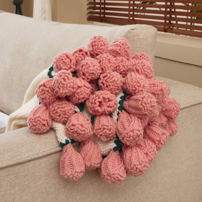 91家纺网 家纺一手货源 找家纺 乐居家纺 2025新款创意玫瑰花束毯毛毯毯子 玫瑰粉