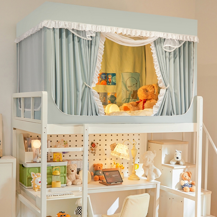 91家纺网 家纺一手货源 找家纺 安金蚊帐 2025新款防蚊遮光一体99%强遮光宿舍上下铺遮光学生蚊帐纯色花边 奶绿