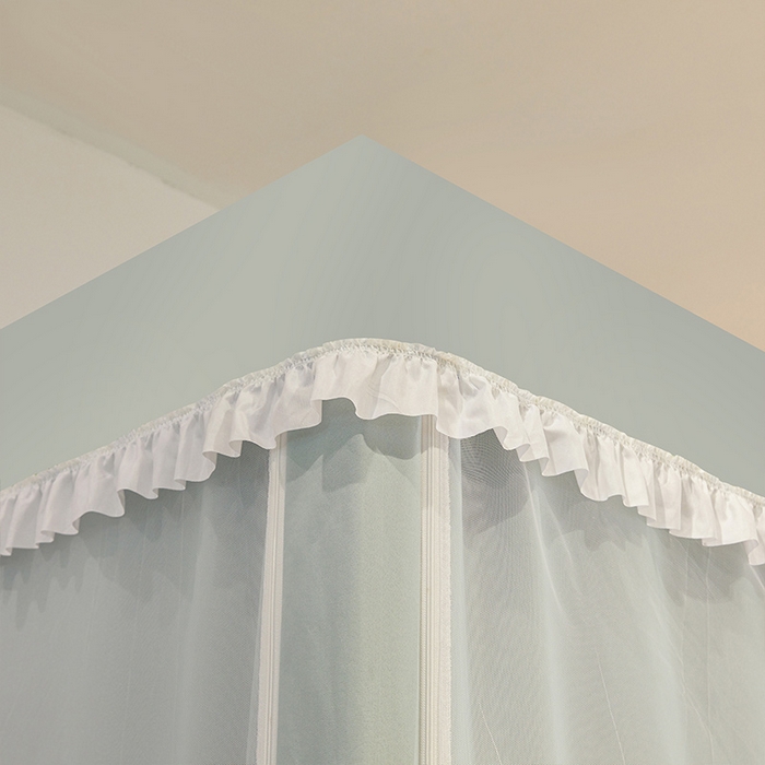 91家纺网 家纺一手货源 找家纺 安金蚊帐 2025新款防蚊遮光一体99%强遮光宿舍上下铺遮光学生蚊帐纯色花边 奶绿