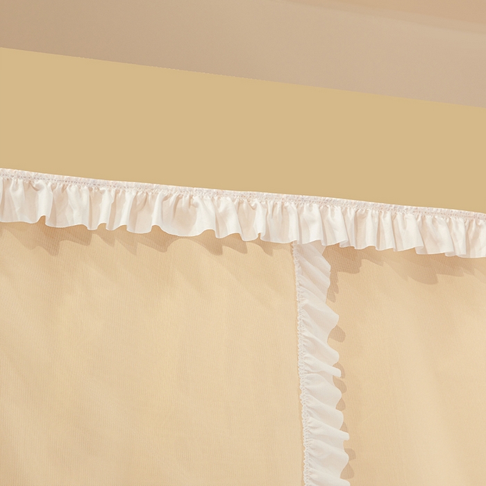 91家纺网 家纺一手货源 找家纺 安金蚊帐 2025新款防蚊遮光一体99%强遮光宿舍上下铺遮光学生蚊帐纯色花边 香橙