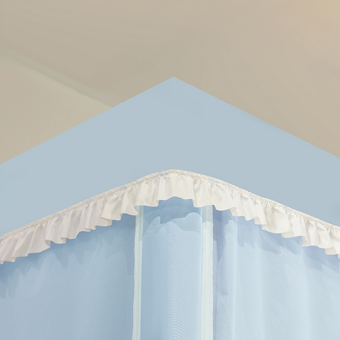 91家纺网 家纺一手货源 找家纺 安金蚊帐 2025新款防蚊遮光一体99%强遮光宿舍上下铺遮光学生蚊帐纯色花边 奶蓝