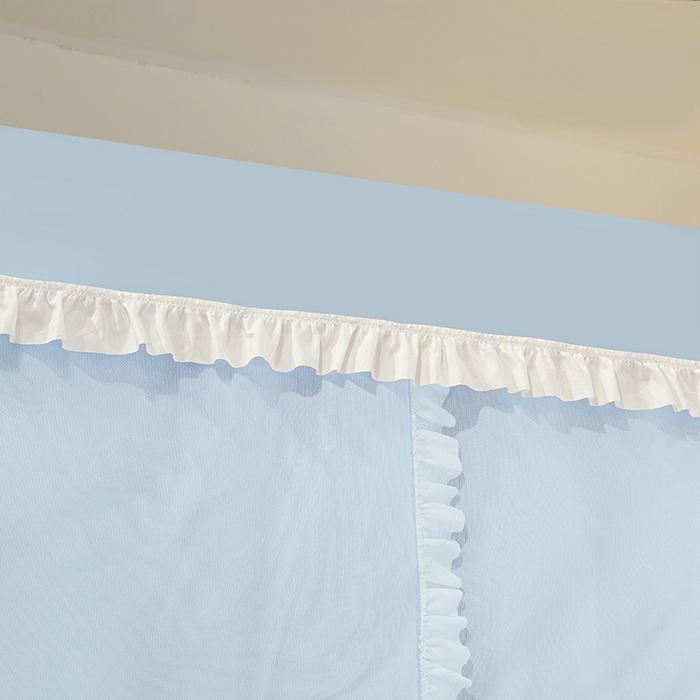 91家纺网 家纺一手货源 找家纺 安金蚊帐 2025新款防蚊遮光一体99%强遮光宿舍上下铺遮光学生蚊帐纯色花边 奶蓝