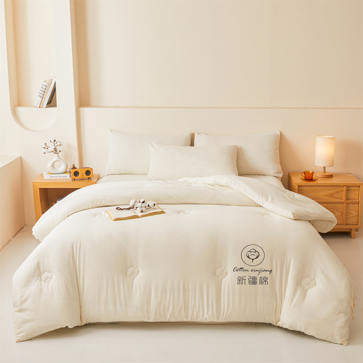 91家纺网 家纺一手货源 找家纺 晓时候 2025新款纯色无印风新疆棉花被冬被春秋被夏被四季被子被芯-常年有货（含买家秀） 奶白
