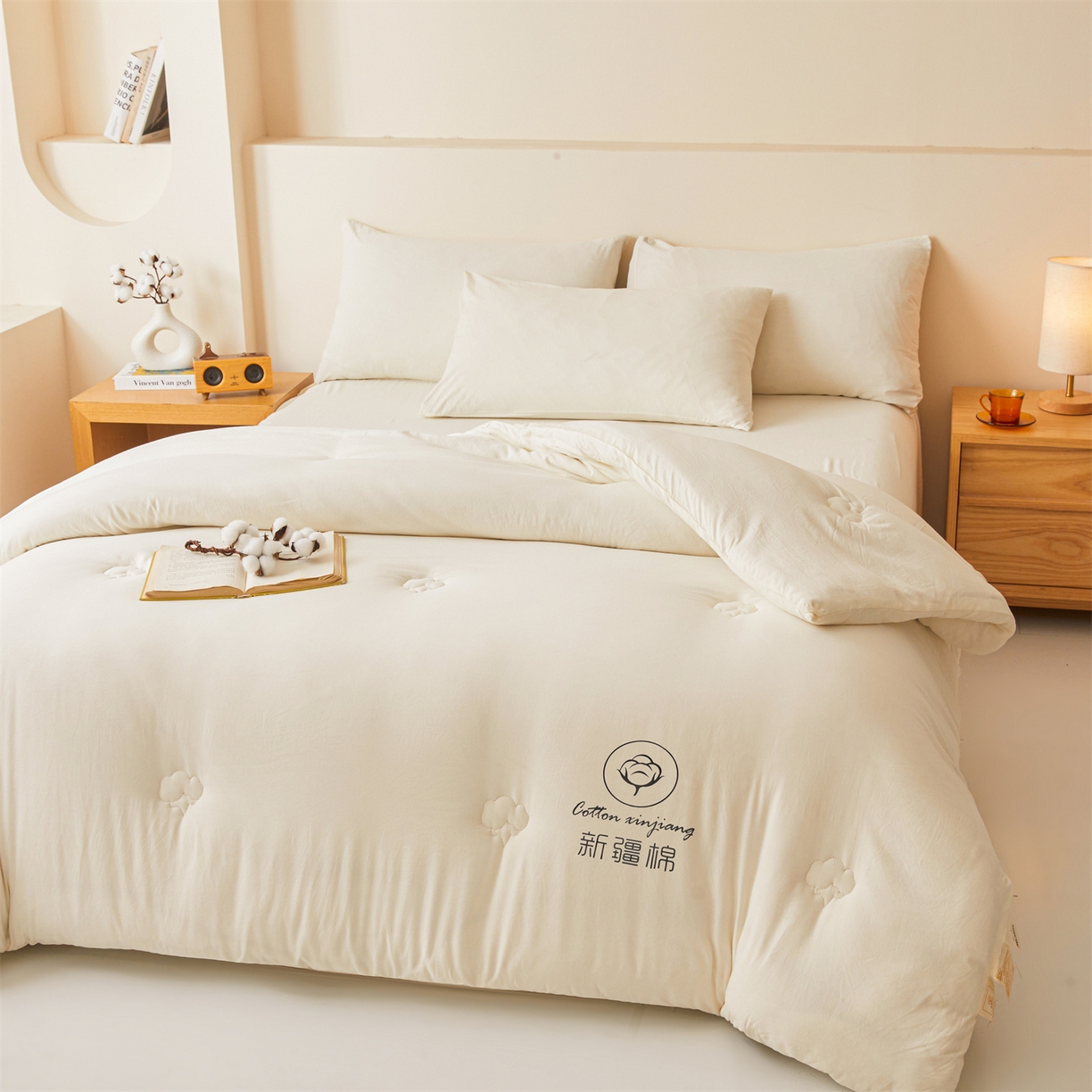 91家纺网 家纺一手货源 找家纺 晓时候 2025新款纯色无印风新疆棉花被冬被春秋被夏被四季被子被芯-常年有货（含买家秀） 奶白