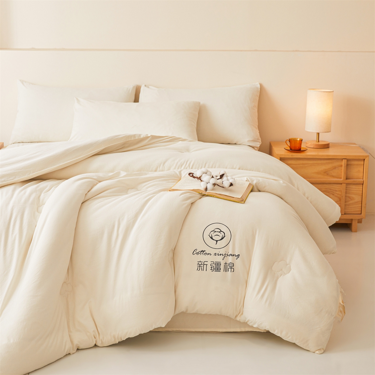 91家纺网 家纺一手货源 找家纺 晓时候 2025新款纯色无印风新疆棉花被冬被春秋被夏被四季被子被芯-常年有货（含买家秀） 奶白