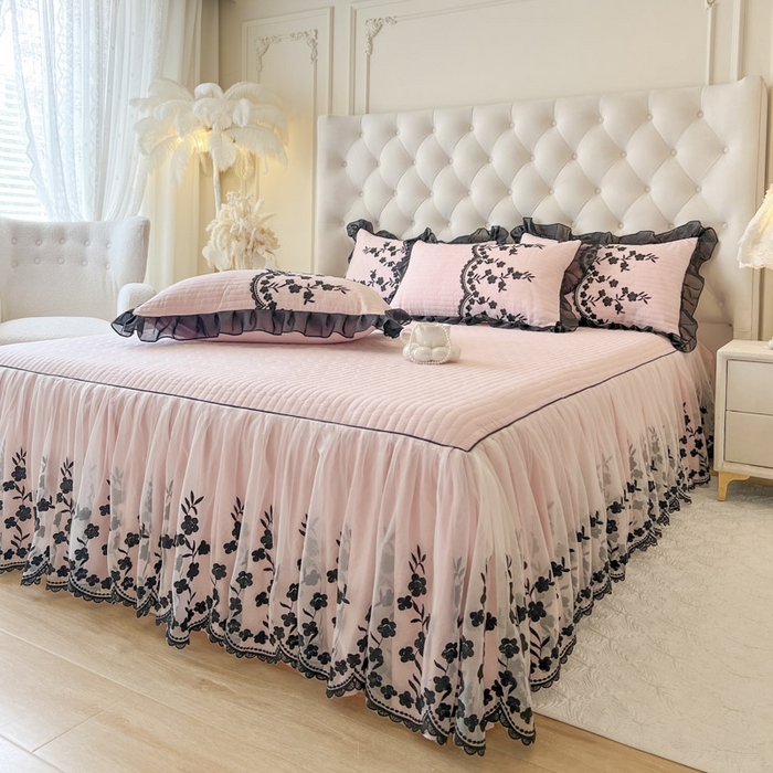 91家纺网 家纺一手货源 找家纺 （总）恋尚 2025新款香云纱床裙四件套-赫本妮娅