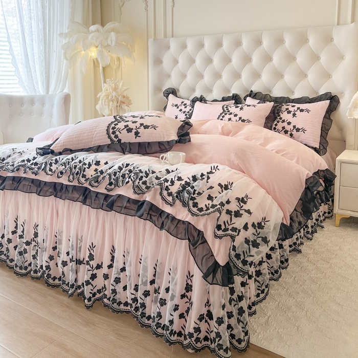 91家纺网 家纺一手货源 找家纺 （总）恋尚 2025新款香云纱床裙四件套-赫本妮娅