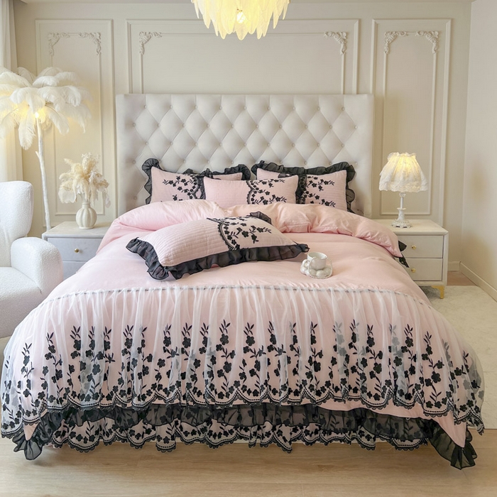 91家纺网 家纺一手货源 找家纺 （总）恋尚 2025新款香云纱床裙四件套-赫本妮娅