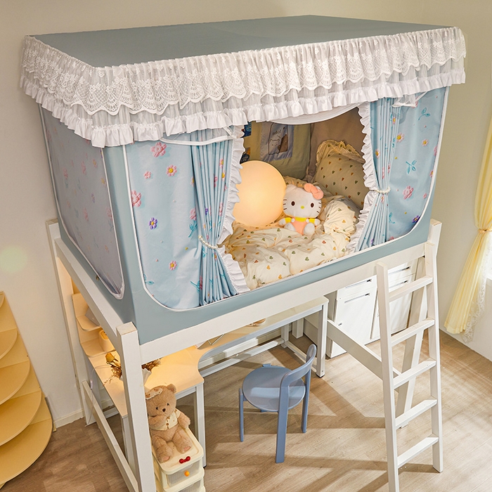 91家纺网 家纺一手货源 找家纺 安金蚊帐 2025新款TPU双层覆膜防蚊遮光100%强遮光宿舍上下铺学生蚊帐法式5D印花 法式印花-绿