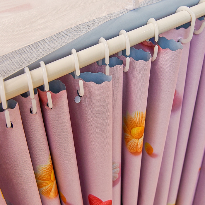 91家纺网 家纺一手货源 找家纺 安金蚊帐 2025新款TPU双层覆膜防蚊遮光100%强遮光宿舍上下铺学生蚊帐法式5D印花 法式印花-粉