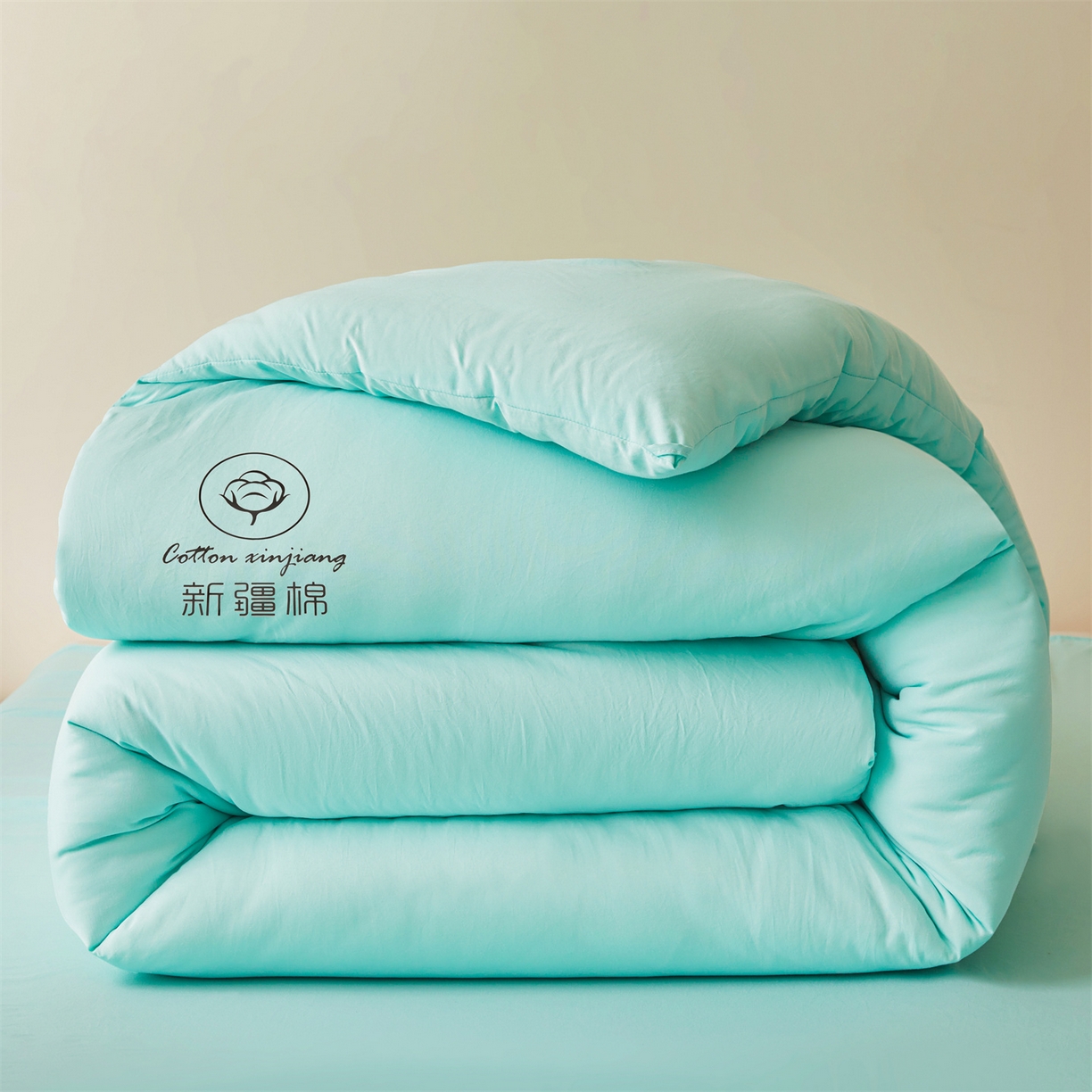 91家纺网 家纺一手货源 找家纺 晓时候 2025新款纯色无印风新疆棉花被冬被春秋被夏被四季被子被芯-常年有货（含买家秀） 水蓝