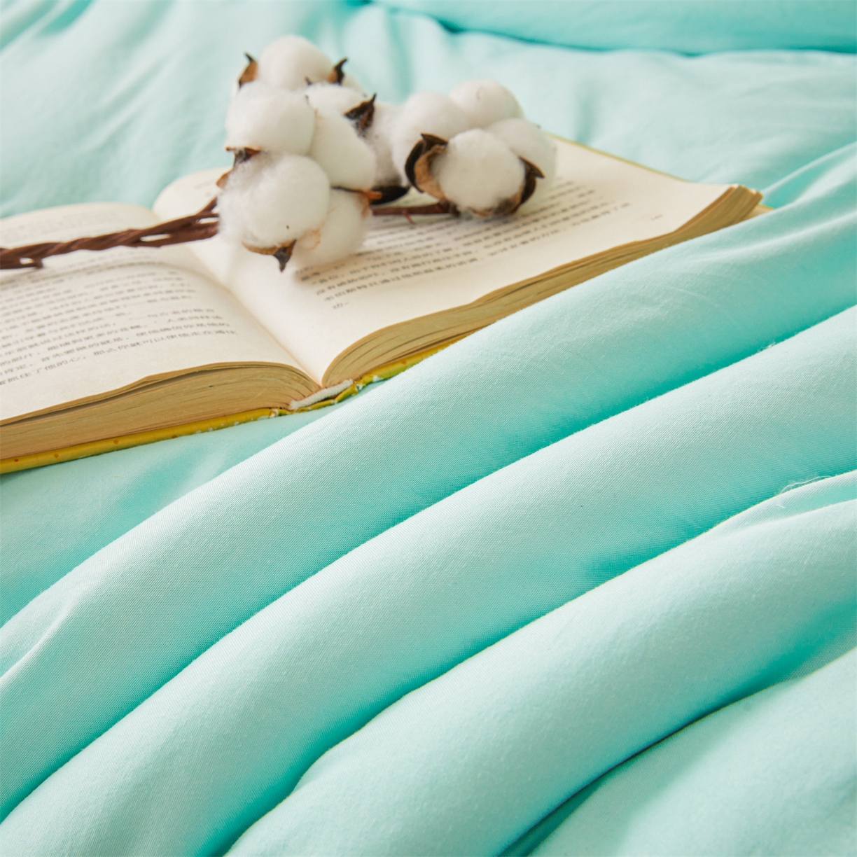 91家纺网 家纺一手货源 找家纺 晓时候 2025新款纯色无印风新疆棉花被冬被春秋被夏被四季被子被芯-常年有货（含买家秀） 水蓝