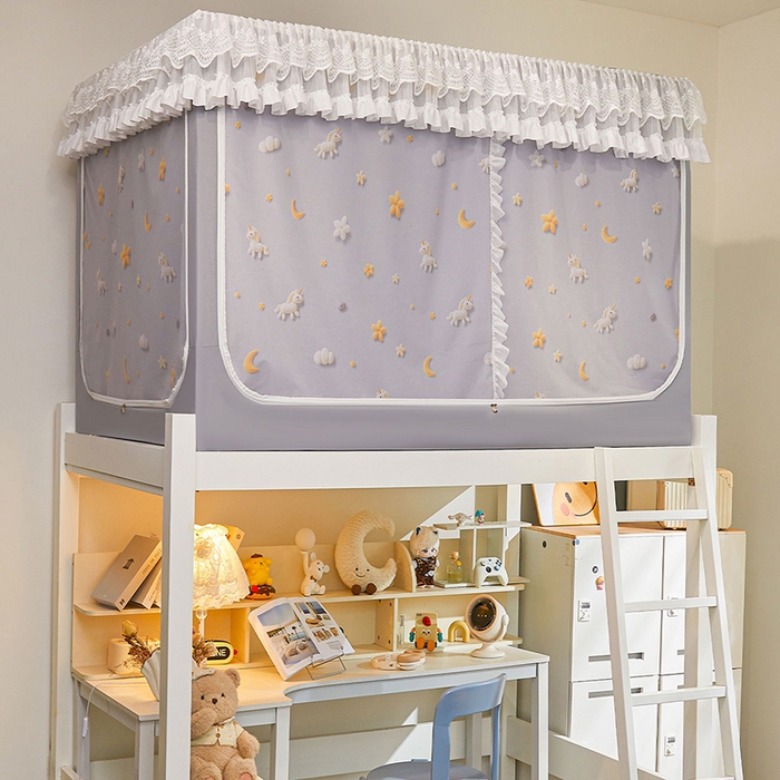 91家纺网 家纺一手货源 找家纺 安金蚊帐 2025新款TPU双层覆膜防蚊遮光100%强遮光宿舍上下铺学生蚊帐法式5D印花 法式印花-灰