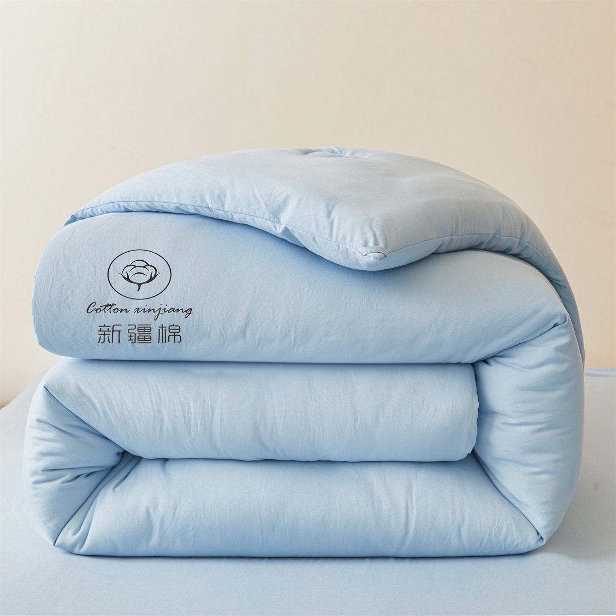 91家纺网 家纺一手货源 找家纺 晓时候 2025新款纯色无印风新疆棉花被冬被春秋被夏被四季被子被芯-常年有货（含买家秀） 天蓝