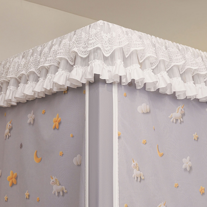 91家纺网 家纺一手货源 找家纺 安金蚊帐 2025新款TPU双层覆膜防蚊遮光100%强遮光宿舍上下铺学生蚊帐法式5D印花 法式印花-灰