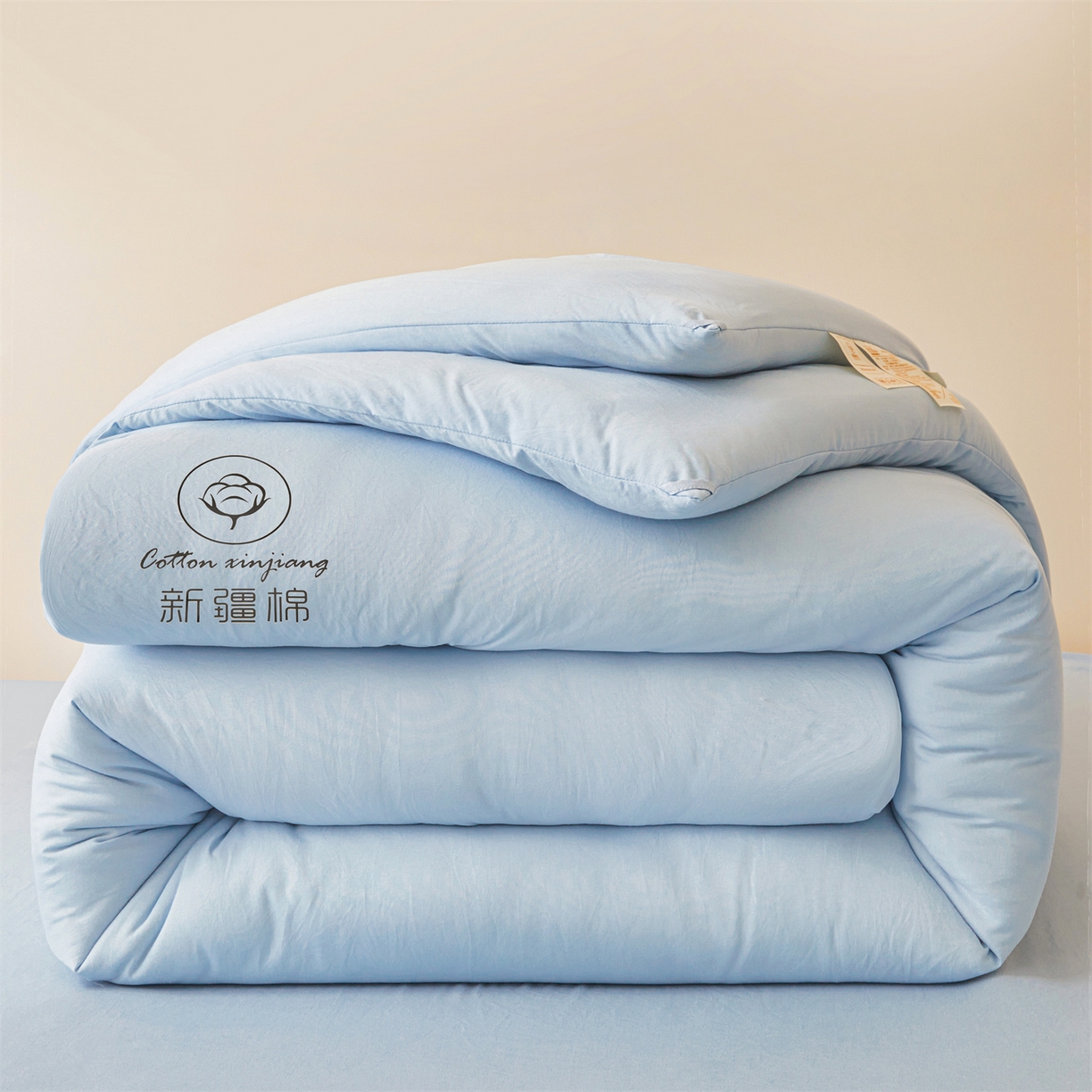 91家纺网 家纺一手货源 找家纺 晓时候 2025新款纯色无印风新疆棉花被冬被春秋被夏被四季被子被芯-常年有货（含买家秀） 天蓝