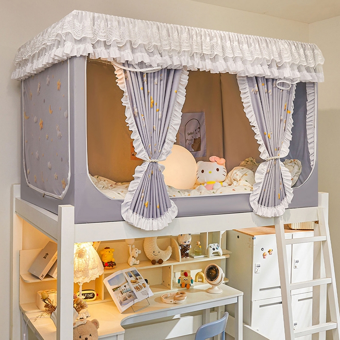 91家纺网 家纺一手货源 找家纺 安金蚊帐 2025新款TPU双层覆膜防蚊遮光100%强遮光宿舍上下铺学生蚊帐法式5D印花 法式印花-灰