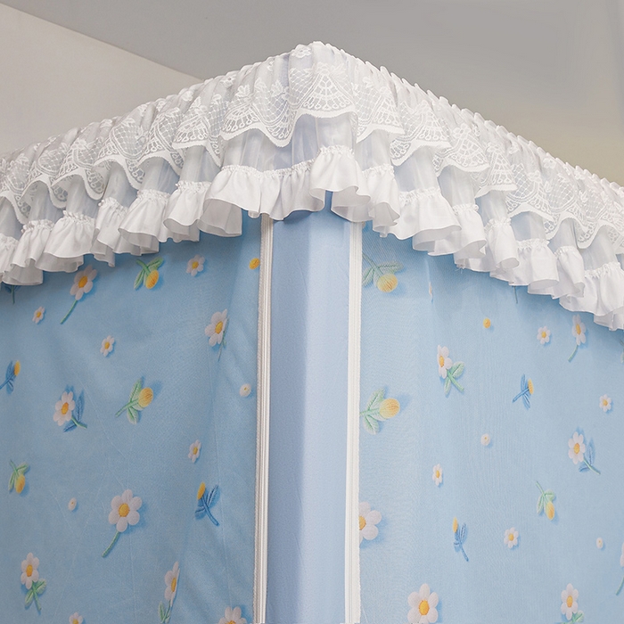 91家纺网 家纺一手货源 找家纺 安金蚊帐 2025新款TPU双层覆膜防蚊遮光100%强遮光宿舍上下铺学生蚊帐法式5D印花 法式印花-蓝