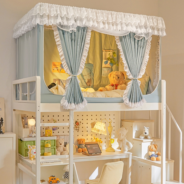 91家纺网 家纺一手货源 找家纺 （总）安金蚊帐 2025新款TPU双层覆膜防蚊遮光一体100%强遮光宿舍上下铺学生蚊帐法式纯色