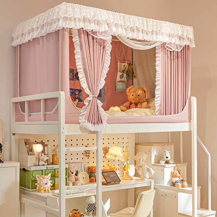 91家纺网 家纺一手货源 找家纺 安金蚊帐 2025新款TPU双层覆膜防蚊遮光一体100%强遮光宿舍上下铺学生蚊帐法式纯色 法式纯色-粉