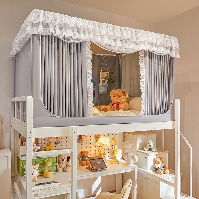 91家纺网 家纺一手货源 找家纺 安金蚊帐 2025新款TPU双层覆膜防蚊遮光一体100%强遮光宿舍上下铺学生蚊帐法式纯色 法式纯色-灰