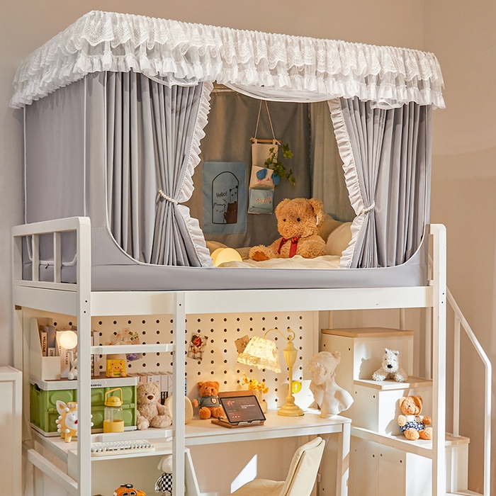 91家纺网 家纺一手货源 找家纺 安金蚊帐 2025新款TPU双层覆膜防蚊遮光一体100%强遮光宿舍上下铺学生蚊帐法式纯色 法式纯色-灰