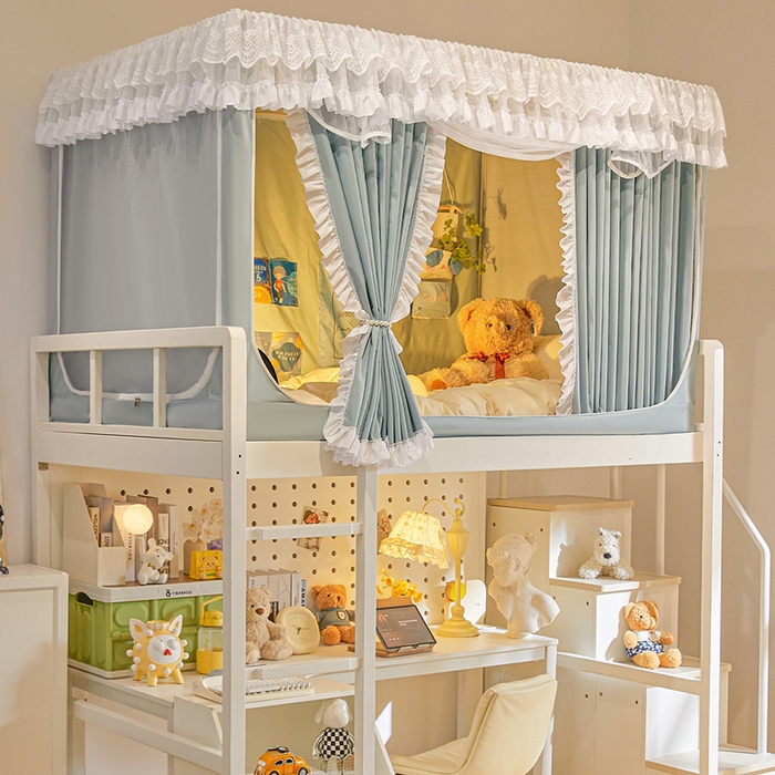 91家纺网 家纺一手货源 找家纺 安金蚊帐 2025新款TPU双层覆膜防蚊遮光一体100%强遮光宿舍上下铺学生蚊帐法式纯色 法式纯色-绿