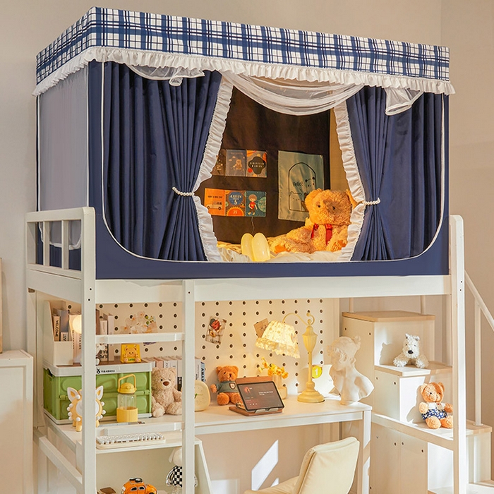 91家纺网 家纺一手货源 找家纺 （总）安金蚊帐 2025新款防蚊遮光一体99%强遮光宿舍上下铺遮光学生蚊帐格子花边