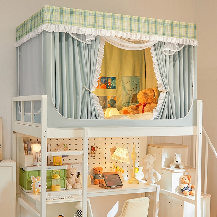 安金蚊帐 2025新款防蚊遮光一体99%强遮光宿舍上下铺遮光学生蚊帐格子花边 小香条格-绿